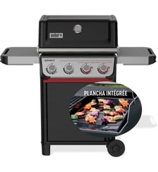 Barbecue gaz Spirit E-425 mix black grill et plancha sur chariot, 61x45 cm Weber
