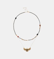 Collier multirangs cordon et chaîne avec pendentif aigle TIMAEL Hipanema