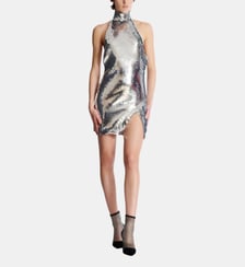 Robe dos-nu courte à sequins Balmain