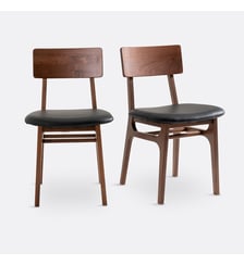 Lot de 2 chaises noyer et cuir La Redoute Interieurs