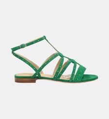 Sandale clous cerise - cuir velours Colisée Paris