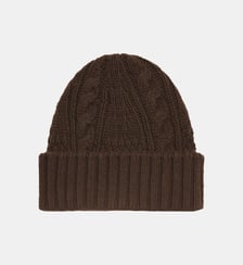 Bonnet à revers maille torsadée en cachemire Bompard