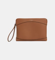 Pochette zippée en cuir grainé Le Tanneur