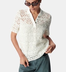 Top tricot crochet col polo Ikks