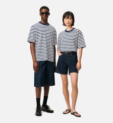 T-shirt Marinière Coupe Boxy Ami De Cœur unisexe en Coton AMI Paris