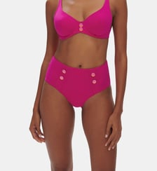 Culotte de bain taille haute - Rose Hibiscus Simone Pérèle