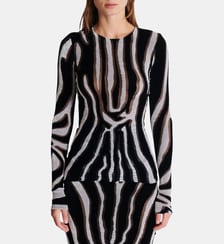 Top ajusté en velours zébré Balmain
