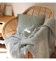Plaid coton et lin, DECO ESPRIT NID D'ABEILLE Blanc Cerise
