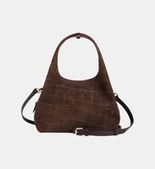 Petit sac à main Juliette en cuir refente de velours embossé crocodile Le Tanneur