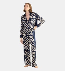 Pyjama col tailleur en satin de viscose, Entrelac Laurence Tavernier