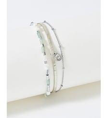 bracelet cuirs et chaines Appoline Doré Martelé & Jade Flowers for Zoe