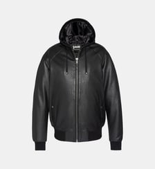 Blouson à capuche, cuir d'agneau Schott