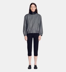 Blouson oversize col en cuir Sandro