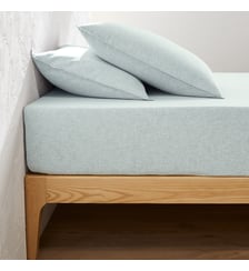 Drap-housse, en flanelle de coton chambray, bonnet 30 cm La Redoute Interieurs