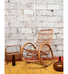 Rocking-chair en rotin clair Alibert N°68- Produit chiné Debongout