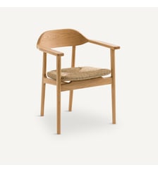 Fauteuil de table en chêne massif et paille AM.PM