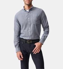 Chemise unie slim en coton et lyocell manches longes Barrhill Rodd & Gunn