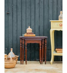 Lot de 3 tables gigognes en bois Barbara N°81- Produit chiné Debongout