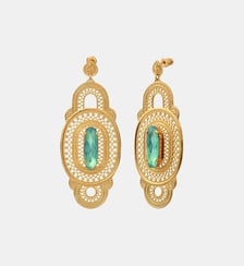 Boucles d'oreilles larges tiges percées   doré à l'or fin - Noor Satellite