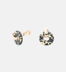 Boucles d'oreilles clips – disques en résine noirs et dorés Balaboosté