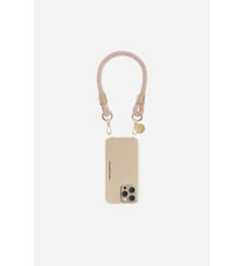 Cordon de téléphone court Evan coton strass rose La Coque Française