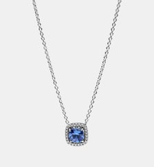 Collier à Pendentif Halo Bleu Carré Scintillant Pandora