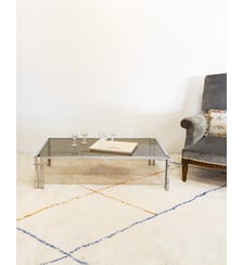 Table basse chromée en verre fumé Donna N°666- Produit chiné Debongout