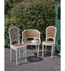 Salon en cannage et bois blanc Ernest N°1104- Produit chiné Debongout