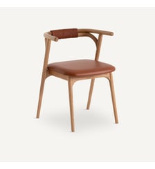 Fauteuil de table chêne et cuir AM.PM