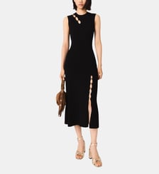 Robe longue cotelé avec ouvertures Maje