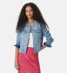 Veste en jean col rond Ikks