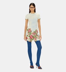 Robe courte en maille mélangée laine à motif fleuri Diesel
