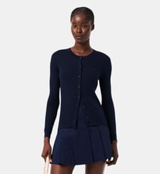 Cardigan côtelé laine mérinos Lacoste