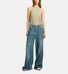 Pantalon aoki en denim stone washed Momonì