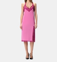 Robe lingerie en soie et dentelle Pinko