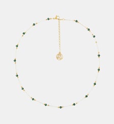 Collier acier inoxydable et perles vertes à facettes Balaboosté