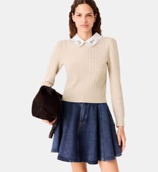 Pull avec col amovible en popeline Maje