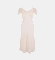 Robe midi en crêpe de viscose avec bretelles et manches courtes découpées Rabanne