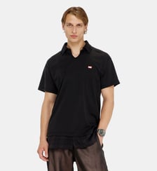 Polo en jersey avec finitions en flanelle à carreaux Diesel