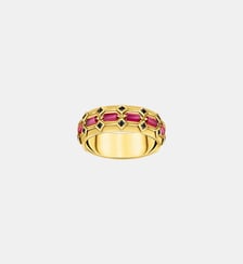 Large Bague écailles de crocodile dorée ornée de gemmes Thomas Sabo