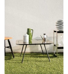 Table basse en acier et verre fumé Donna N°728- Produit chiné Debongout