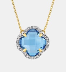 Collier, topaze swiss blue, diamants, or jaune Morganne Bello