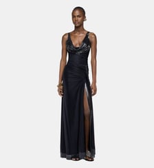 Longue robe en mesh et jersey Rabanne