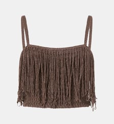 Haut cropped en maille frangée Pinko