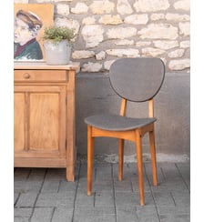 Chaise vintage en bois et revêtement synthétique Alma N°1945- Produit chiné Debongout
