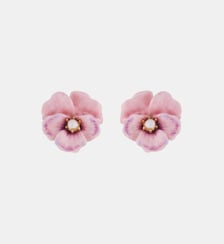 Boucles d'oreilles pensée rose et perle Les Néréides