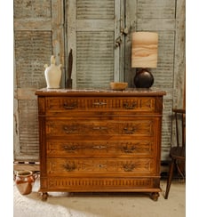 Commode en bois et marbre bordeaux Garance N°731- Produit chiné Debongout