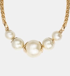 Collier choker  en métal doré à l'or fin et perles de coton  - Lucy Satellite