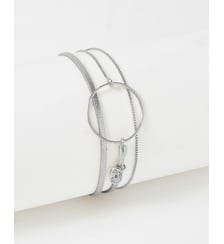 bracelet cuirs et chaines Nolah Argent blanc Flowers for Zoe