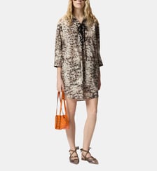 Robe courte avec imprimé serpent et liens à nouer à l'encolure Pinko